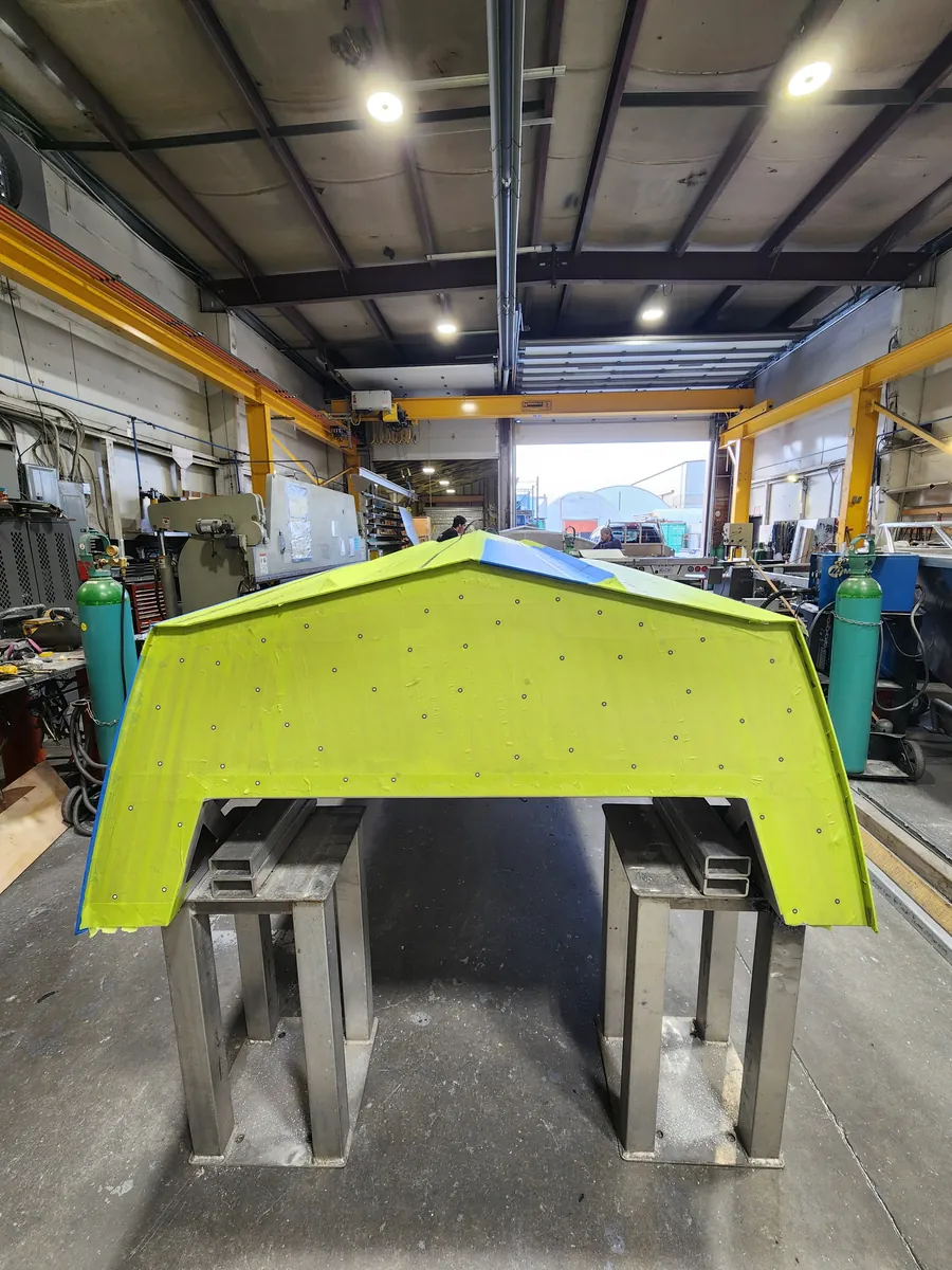 Transom of the boat hull with scan targets