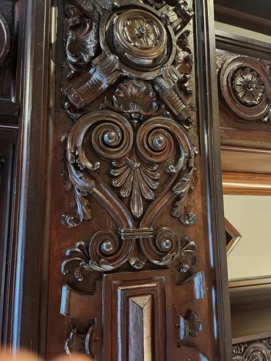 Ornate carved acanthus-leaf trim at the Fairmont Empress